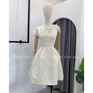 Váy tay hến vân hoa gấm