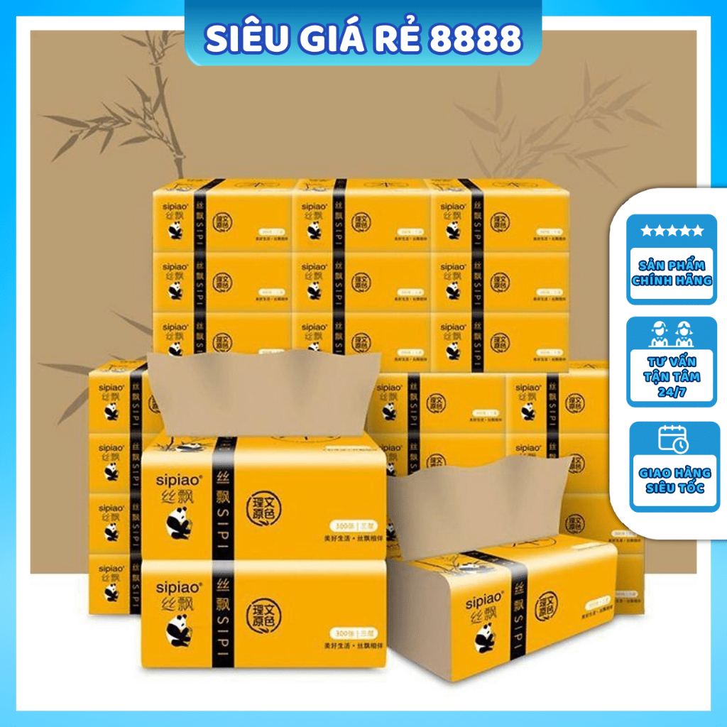💥FREESHIP💥Thùng 30 Gói Giấy Ăn Gấu Trúc Sipiao Chuẩn Nội Địa Trung
