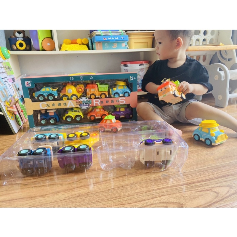 Bộ Đồ Chơi 8 Xe Ô Tô Poli Chạy Đà, Xe Ô Tô Hoạt Hình Dễ Thương Vui Nhộn Pukadoo, Xe Ô Tô Mini Siêu Bền Cho Bé.