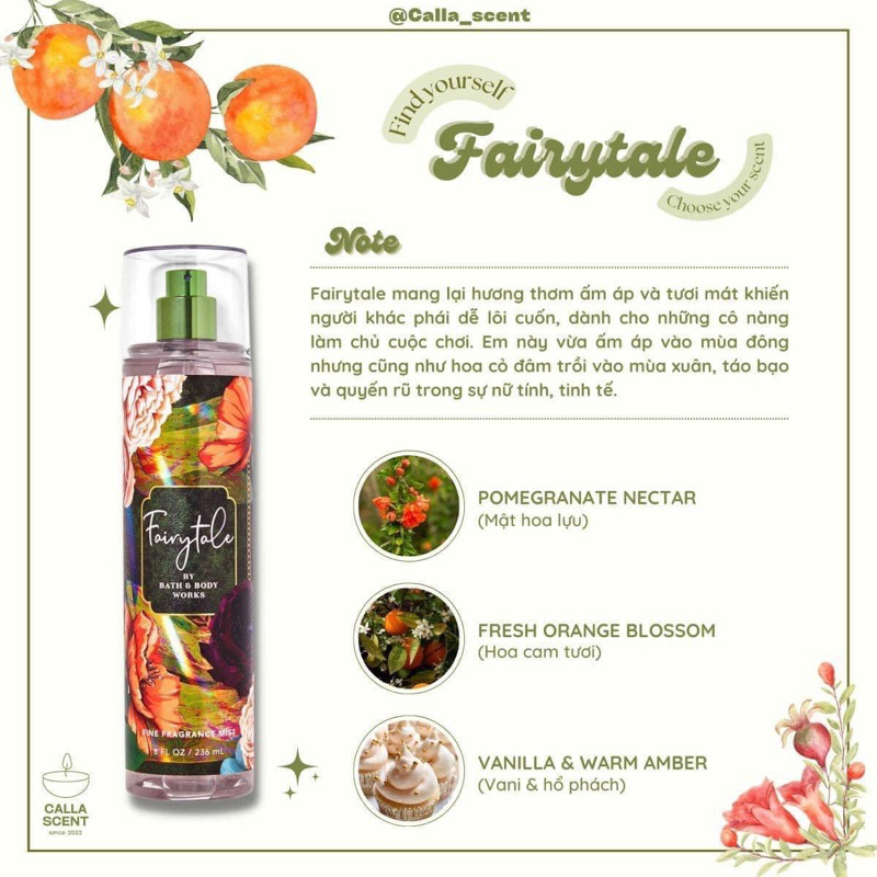 Bộ sữa tắm - Lotion - Cream - Xịt thơm FAIRYTALE
