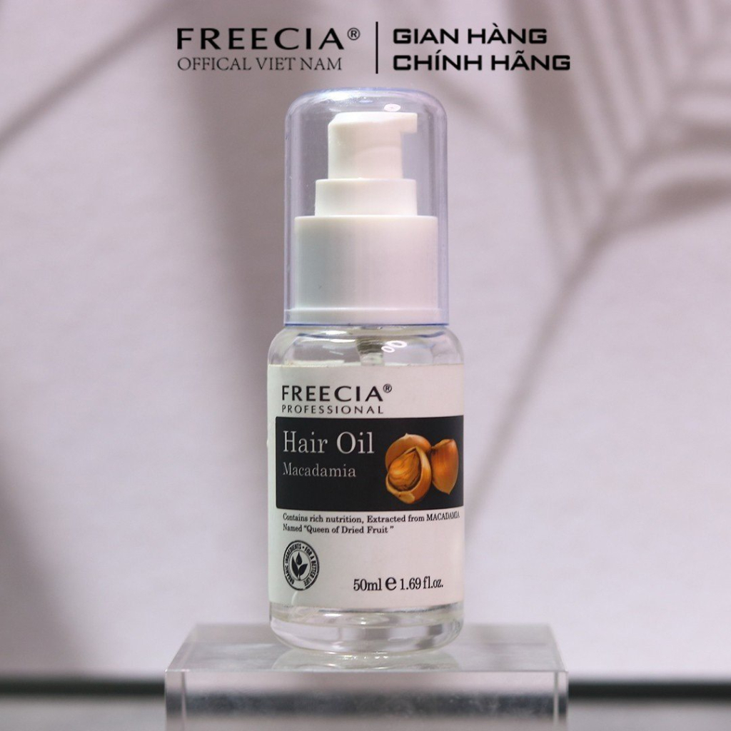 Tinh dầu dưỡng tóc FREECIA Macadamia Hair Oil 50ml Serum Phục hồi Tóc uốn, nhuộm, tóc hư tổn khô xơ giữ nếp, mượt tóc