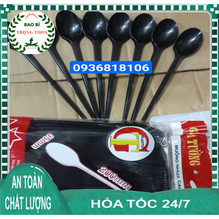 Muỗng nhựa đen cao cấp dài 20 cm