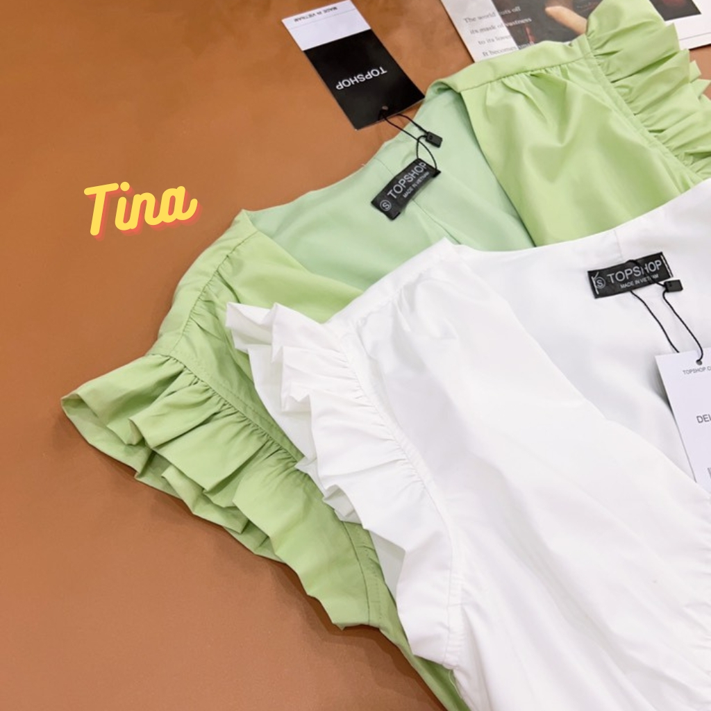 Đầm maxi đi biển dáng dài tay cánh tiên nút trước, nhún ngực quý phái, váy dài nhún ngực bèo chân váy xanh mint và trắng