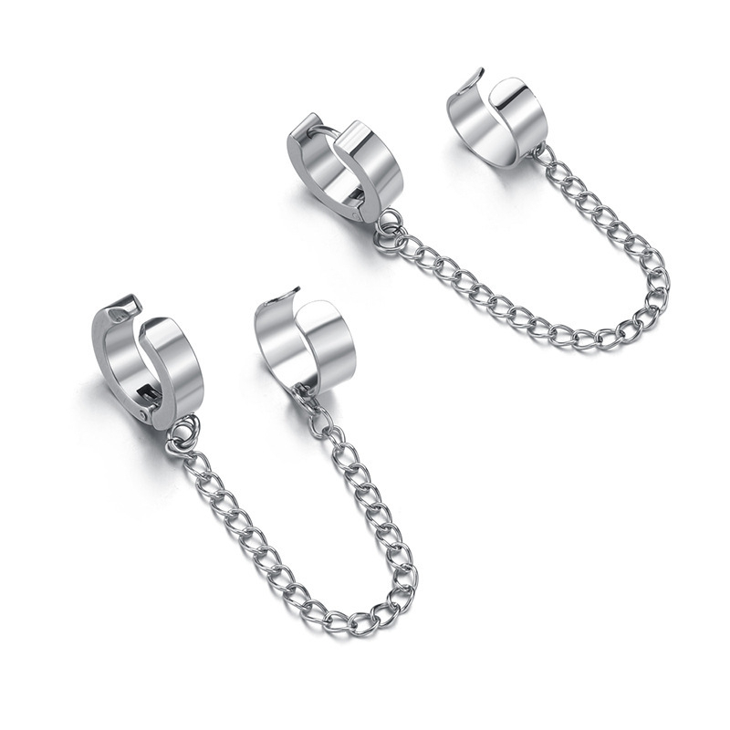 Khuyên Tai Nam Bông Tai Tavi Studio Thép Titan Không Gỉ Màu Đen Bạc Phong Cách Hàn Quốc Đơn Giản