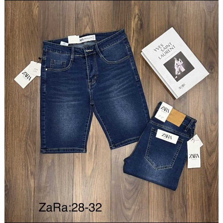 QUẦN SHORT JEAN NAM ZARA-MÀU XANH ĐẬM PHỐI BẠC-CO DÃN, VẢI KHÔNG NHĂN