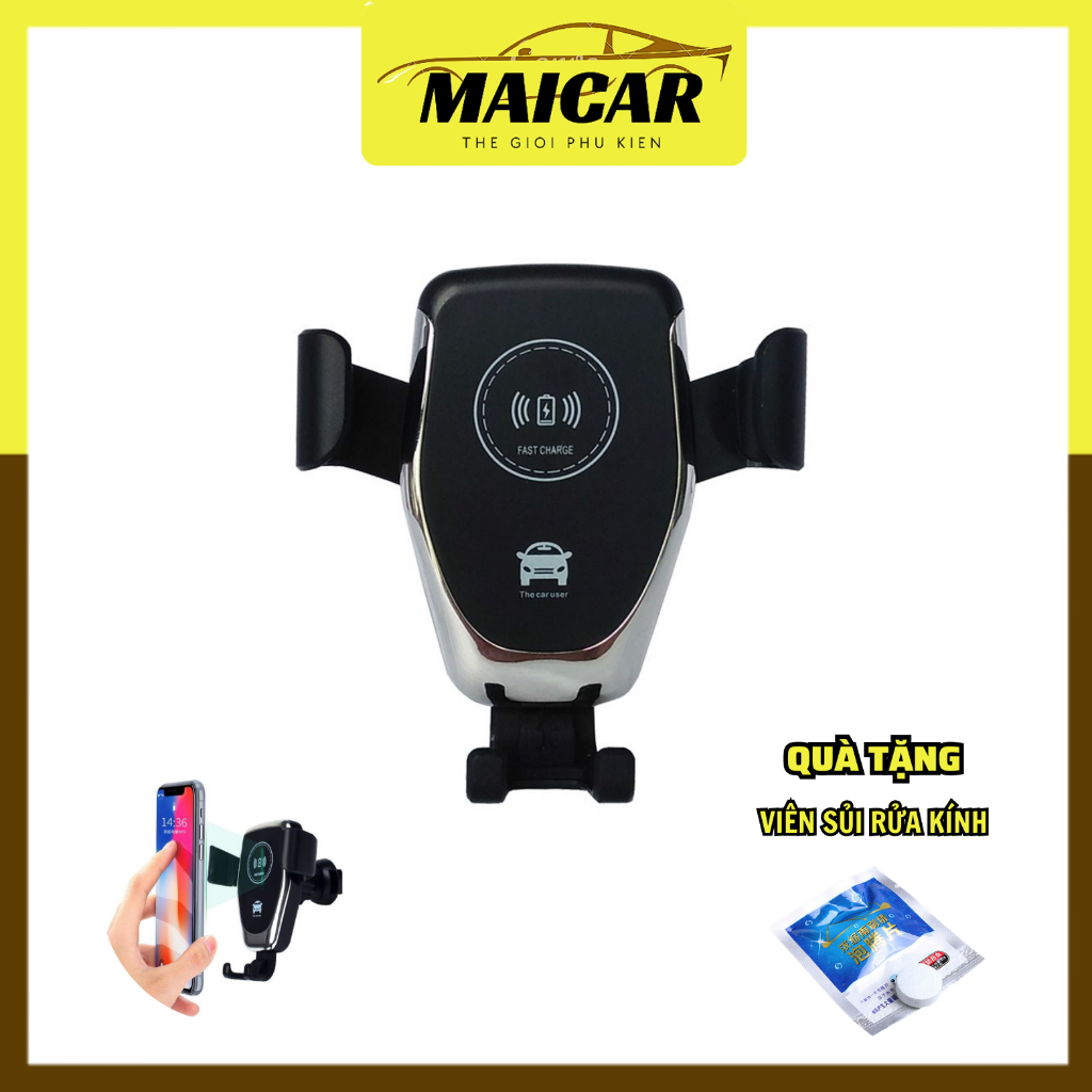Sạc không dây cài cửa gió 10W, giá đỡ điện thoại tích hợp sạc nhanh trên xe hơi các dòng máy Iphone Samsung