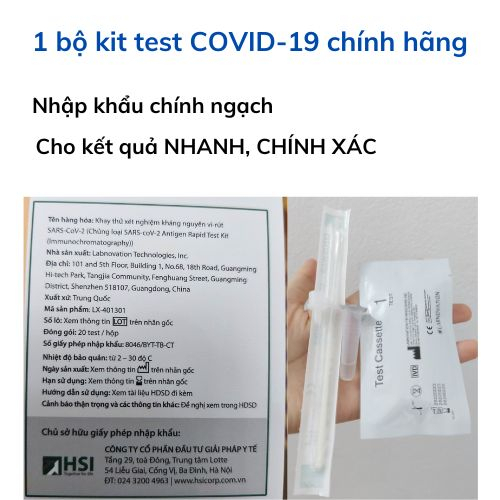 1 bộ que test nhanh covid hàng chính hãng cho kết quả nhanh & chính xác, lấy dịch mũi