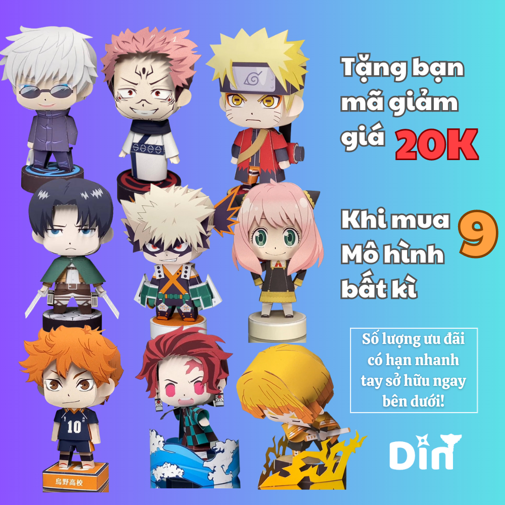 Mô hình giấy nhân vật Hunter x Hunter  -  Mô hình Killua, Gon, Hisoka, Kurapika - Mô hình giấy Anime