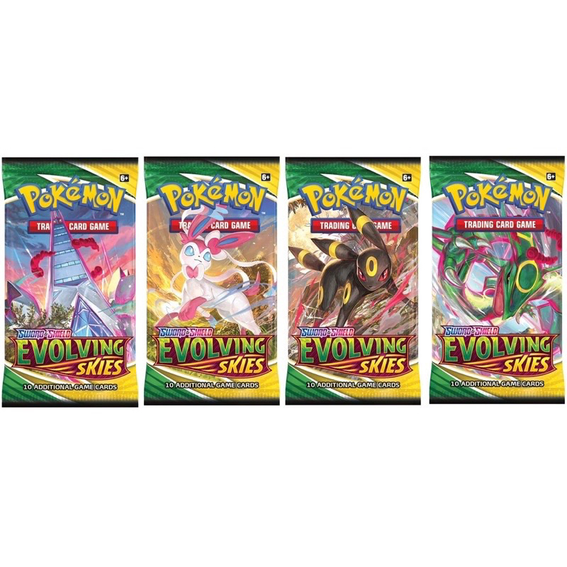 1 gói bài chính hãng TCG Pokemon Sword and Shield Evolving Skies Booster Pack (bản tiếng Anh)