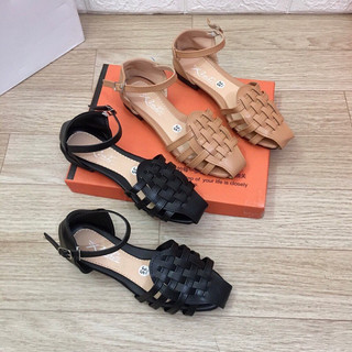 Giày sandanl nữ mũi rọ đế bệt có size lớn từ 35 đến 45 - tomishoes