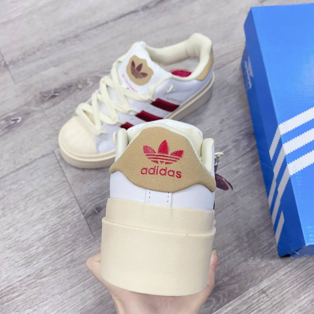 Giày thể thao Adidas Superstar Bonega 'Red' , Giày sò vạch đỏ gót vàng phong cách 2023