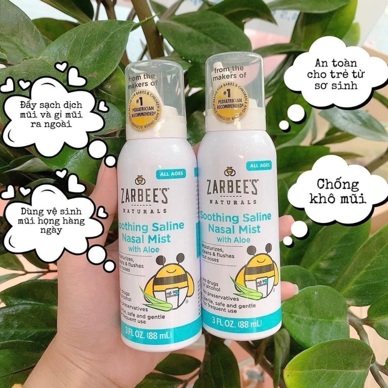 Xịt mũi Zabee Mỹ giúp đẩy đờm cho bé, chiết suất lô hội 88ml