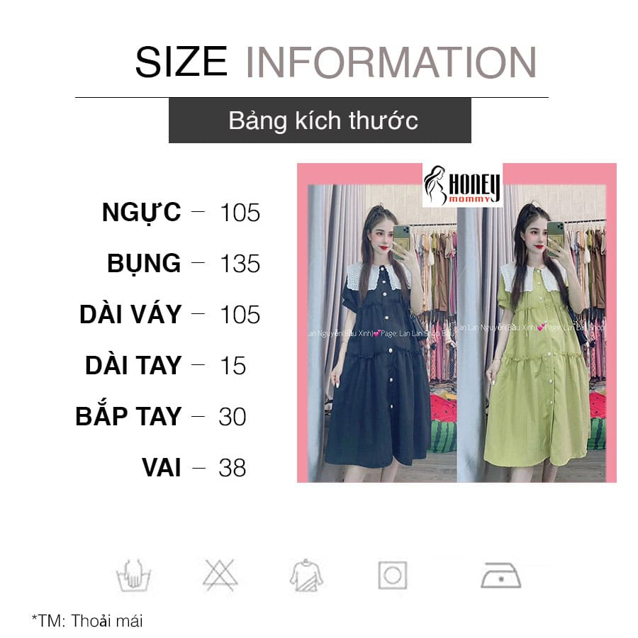 Đầm Bầu Váy Bầu Công Sở Mùa Hè Chất Đũi Gân Cổ Ren Xinh Xắn Dễ Thương Đi Chơi Đi Làm HD2733 Honey Mommy