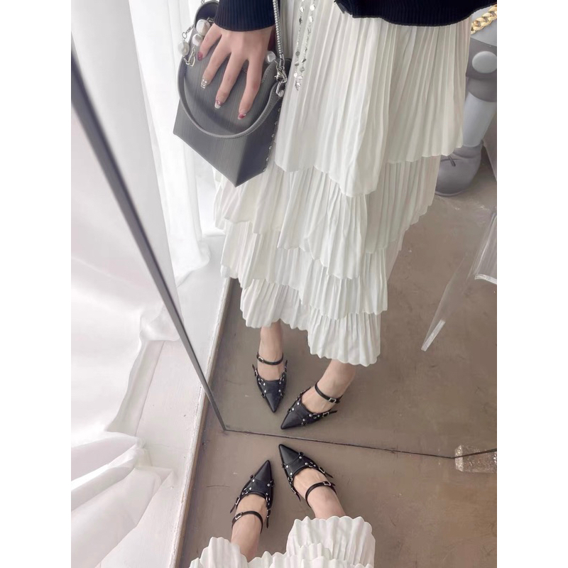 Giày cao gót mũi nhọn không gót đế 7cm mã T15