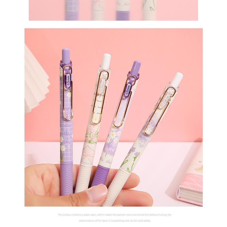 Set 4 bút gel MURA white blue Eternity love mực đen chính hãng- ngòi 0.5mm