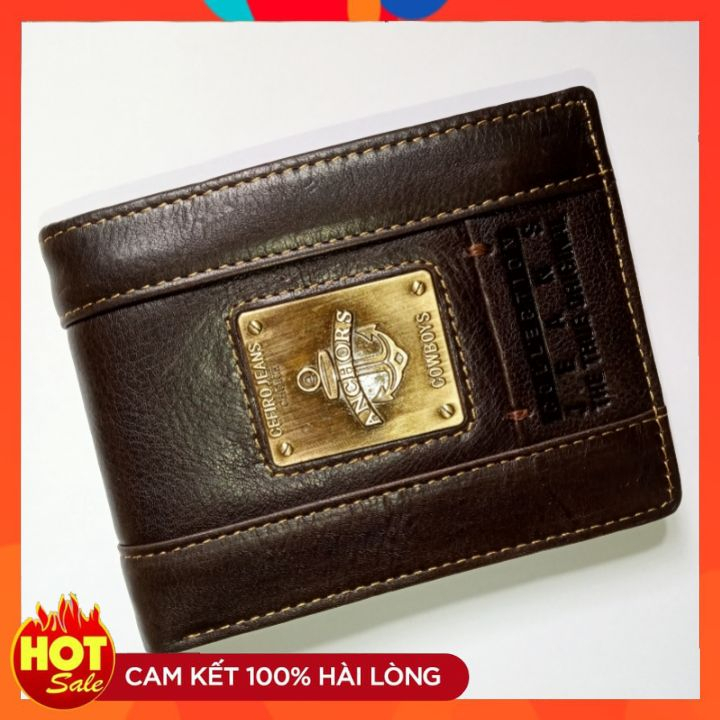 Ví nam da bò thật da sáp bảo hành 12 tháng kèm hộp đựng sang trọng