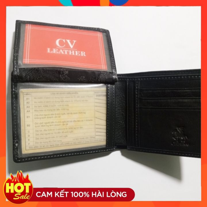 Ví nam da bò thật da sáp bảo hành 12 tháng kèm hộp đựng sang trọng