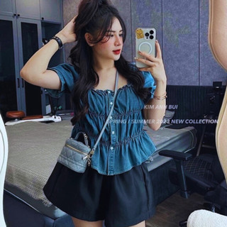 Set áo jeans nhún kèm quần bigsize 60-95kg
