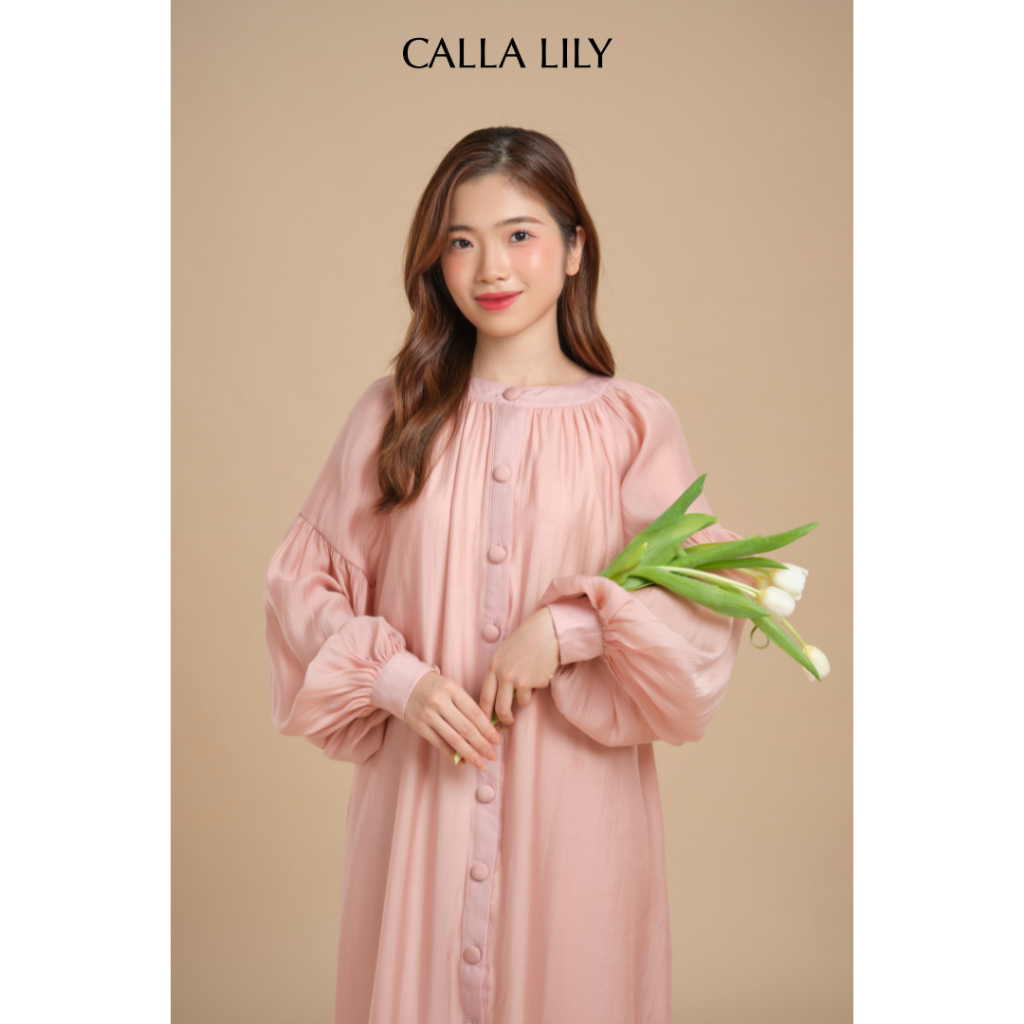 Calla Lily - Đầm tơ sống tay bồng Tulip Dress