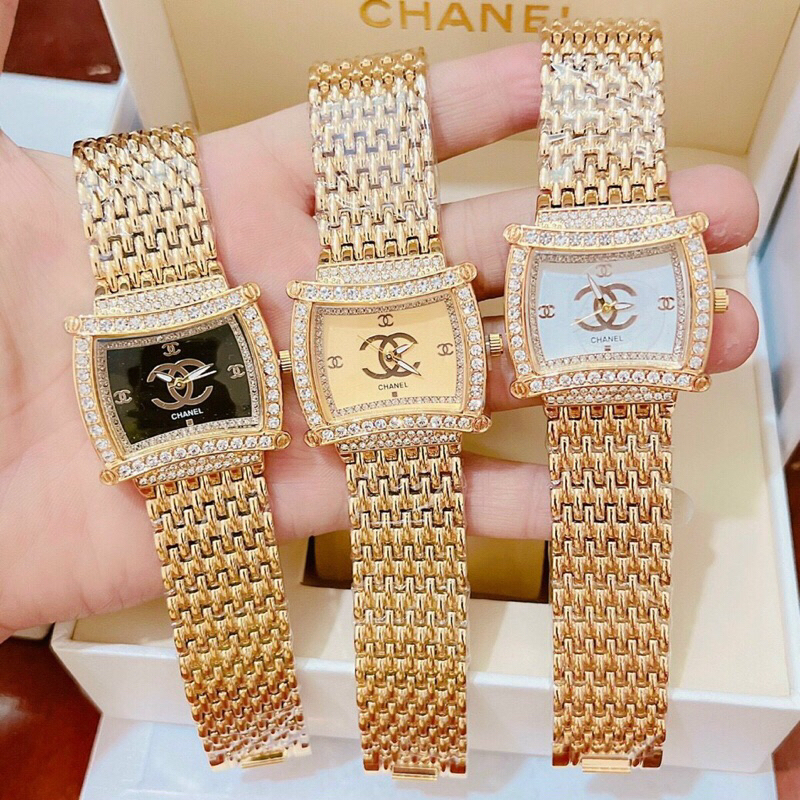 💐💐Đồng hồ nữ vuông viền đá mới, thương hiệu Cha.nel, Size 36Mm, chống nước