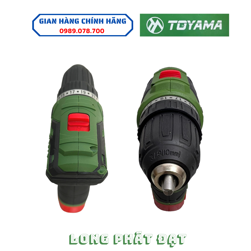 Máy Khoan Pin Vặn Vít - Khoan Từ TOYAMA Động Cơ Không Chổi Than, Đầu 10mm, Pin 4Cell - Pin Siêu khỏe