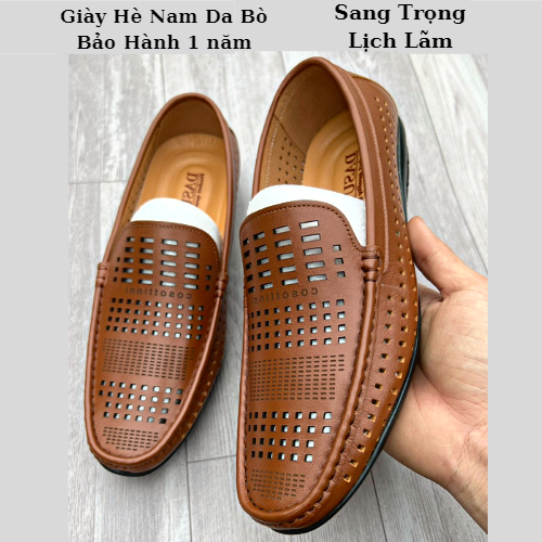 Giày Rọ Da Bò, Giày Mọi Hè Nam Thoáng Khí Chống Hôi Chân