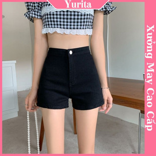 Quần short Jean Đen đùi nữ Yurita dance cạp cao lưng cao co dãn 4 chiều - Quần đùi cạp cao hách dáng cho nữ