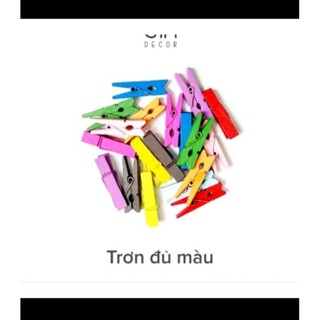 Combo 20 kẹp gỗ trơn, gỗ màu treo ảnh 3.5cm