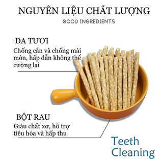 Combo 50 Thanh Gặm Sắc Màu Cho Thú Cưng 12cm, Thanh Gặm Giúp Sạch Cao Vôi, Thơm Miệng Cherie Petshop