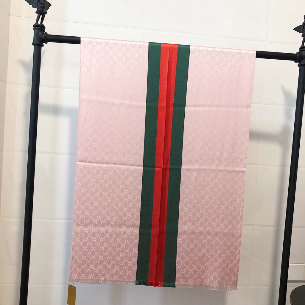 Khăn Lụa Đũi in họa tiết thương hiệu, khăn choàng bản dài 75x180cm - Hàng có sẵn