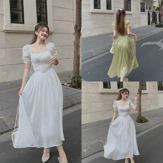 Đầm nữ công chúa xòe nhún ngực nút bọc [Có Lót, Có Mút] xinh xắn thật sự phù hợp cho các nàng diện đi tiệc, đi chơi.