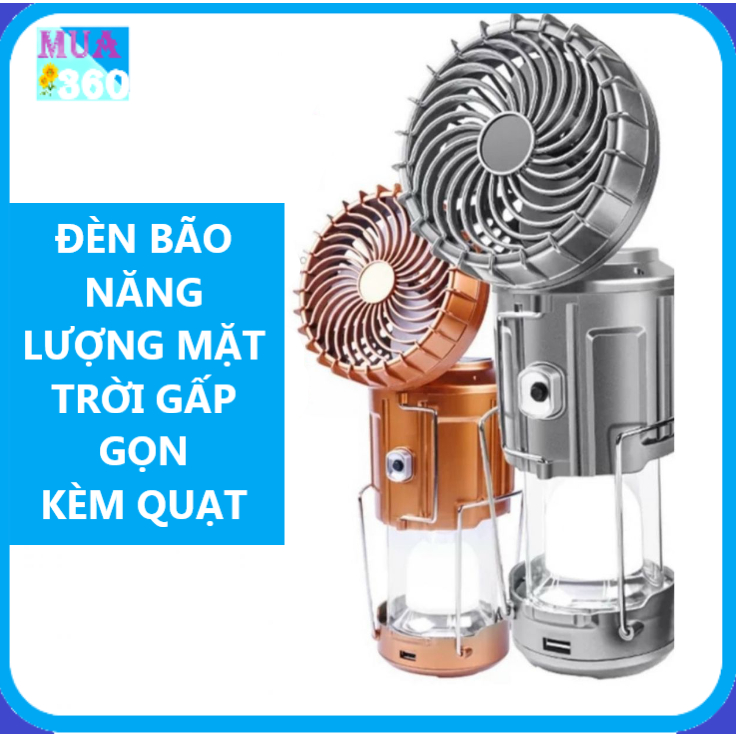 ĐÈN BÃO 3 IN 1 DU LỊCH ĐI CÂU CÁ CẮM TRẠI PICNIC SẠC NĂNG LƯỢNG MẶT TRỜI CÓ QUẠT