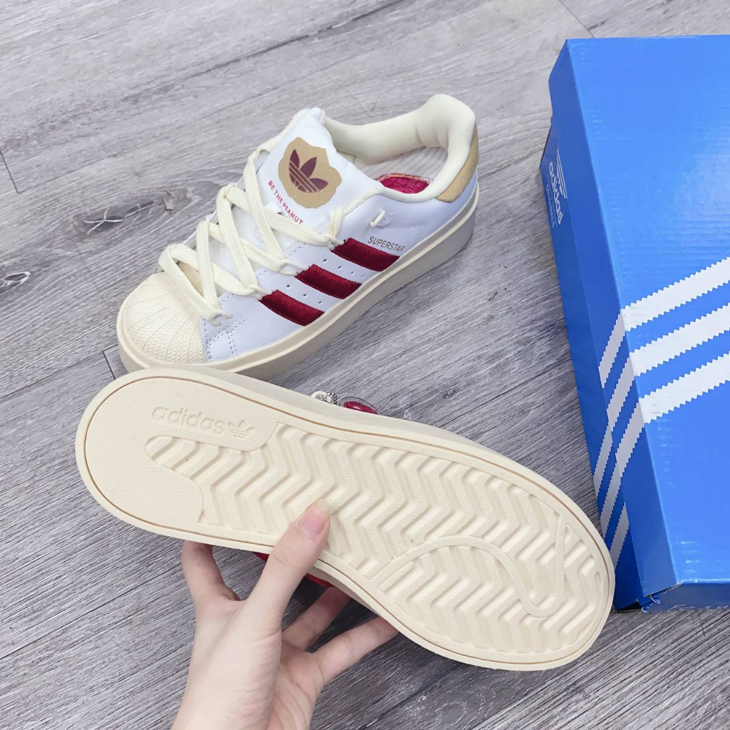 Giày thể thao Adidas Superstar Bonega 'Red' GY6793, Giày sò vạch đỏ gót vàng phong cách 2023