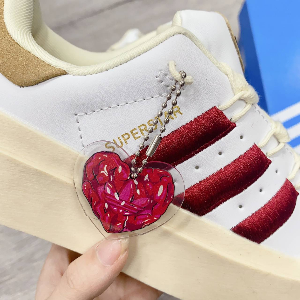 Giày thể thao Adidas Superstar Bonega 'Red' GY6793, Giày sò vạch đỏ gót vàng phong cách 2023