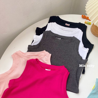 Áo croptop sát nách bé gái miababy, áo thun cotton siêu mềm mát kiểu dáng đơn giản dễ phối đồ cho bé gái