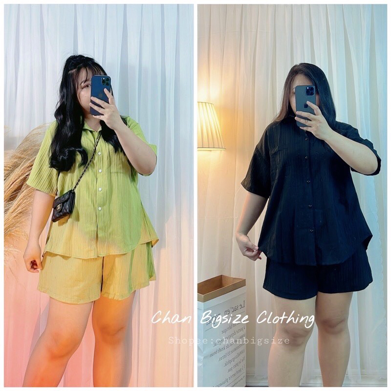 SET BỘ ĐỒ ÁO SƠ MI ĐŨI GẦN + QUẦN ĐÙI DÁNG THỤNG SIÊU CÁ TÍNH ( CÓ BIGSIZE)