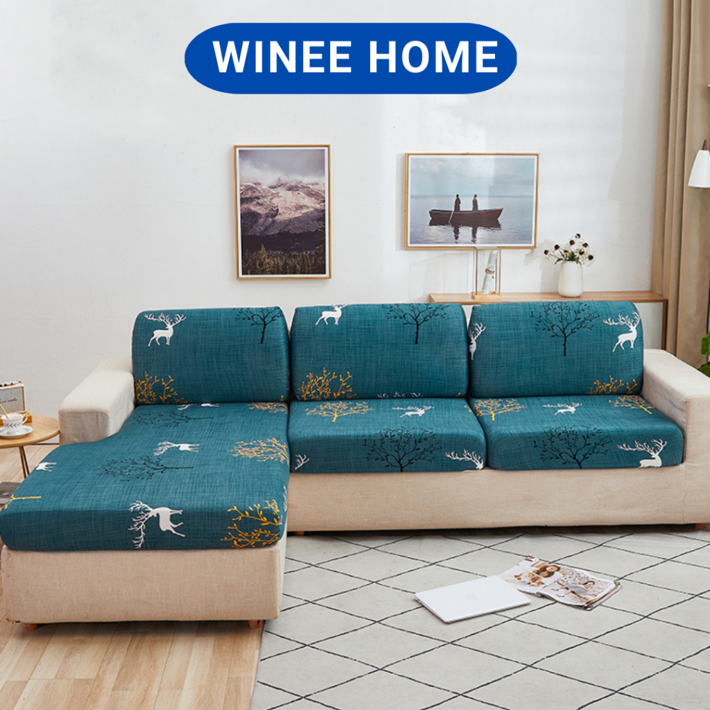 Vỏ bọc nệm sofa, bọc nệm ghế vải thun sữa mỏng mịn họa tiết phong cách