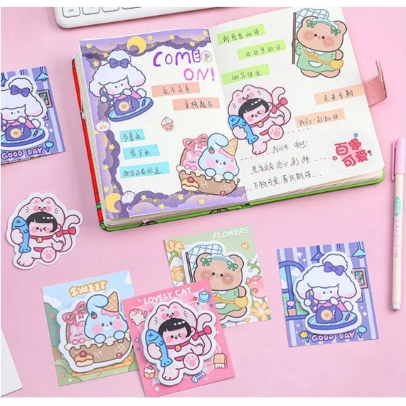 Giấy Note Ghi Chú Hoạt Hình, Giấy Ghi Nhớ Màu Sắc Dễ Thương 30 Tờ
