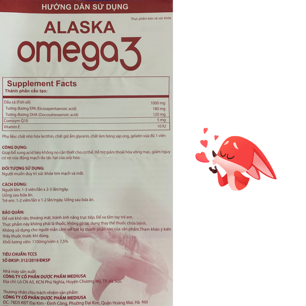 Dầu cá Alaska Omega 3-Hộp 100 viên nang mềm