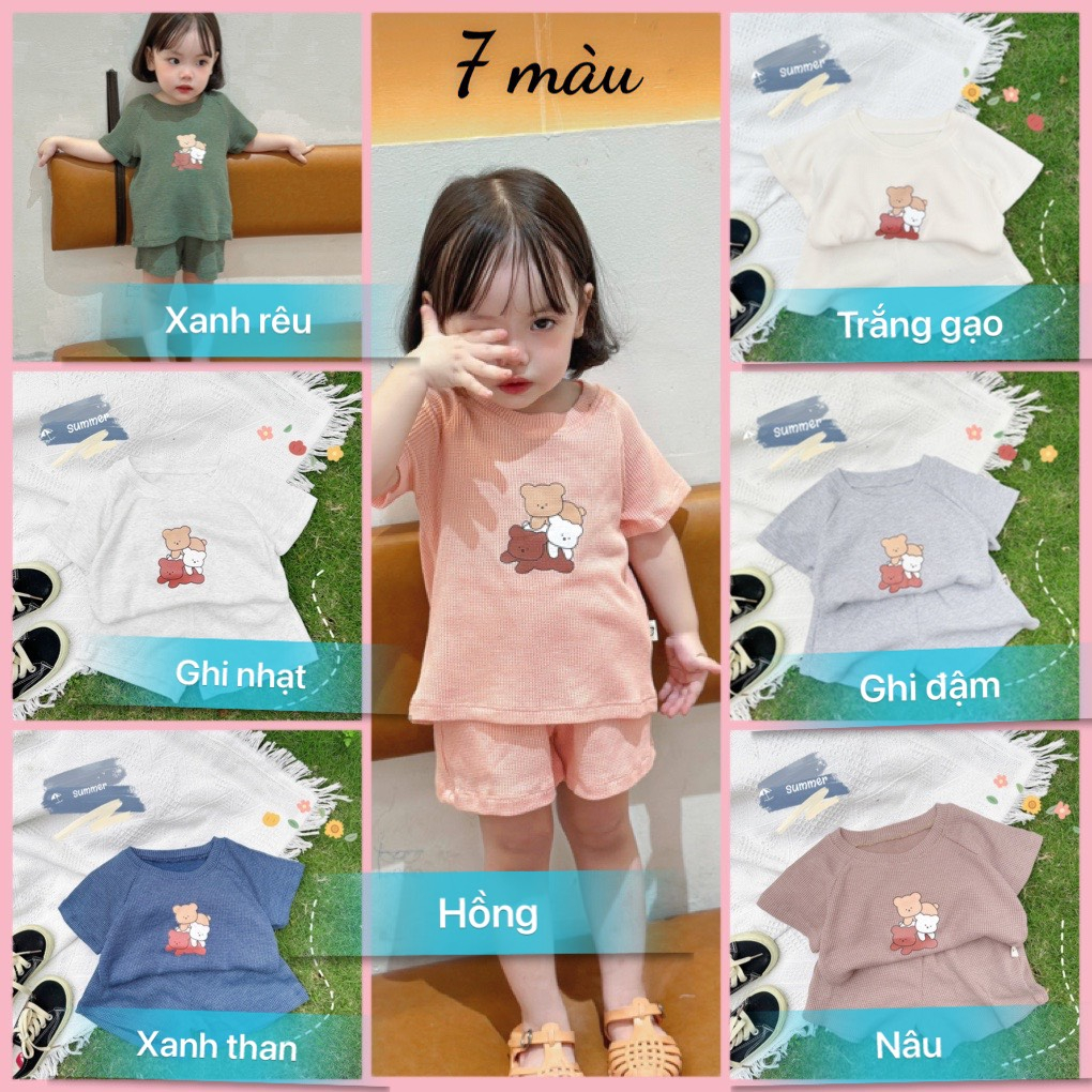 Bộ cộc in hình gấu Mozi cho bé trai bé gái