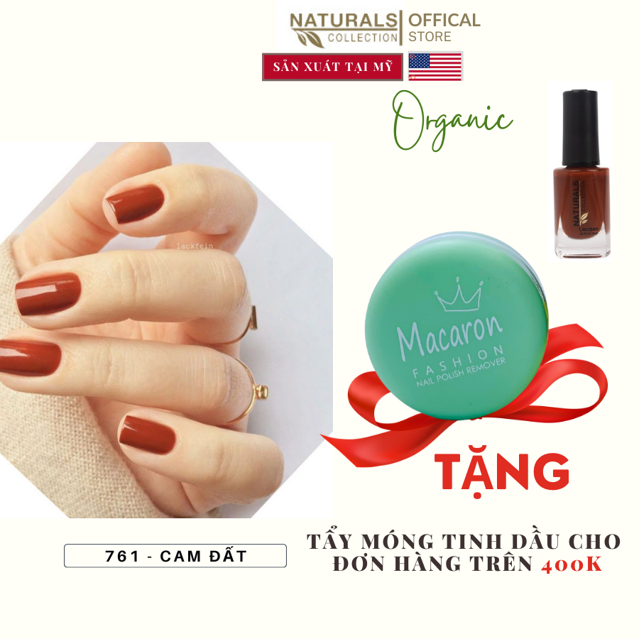 Sơn dưỡng thành phần hữu cơ phục hồi móng yếu, hư tổn USA NATURALS COLLECTION màu thạch cam đất - 7.5ml - 761