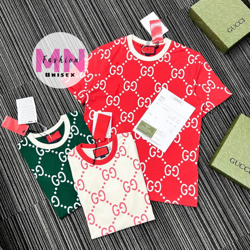 Áo Thun GC Phối Họa Tiết Mắt Xích Toàn Thân - Áo Phông Dáng Rộng Chất Cotton Thoáng Mát Dáng Rộng nam Nữ