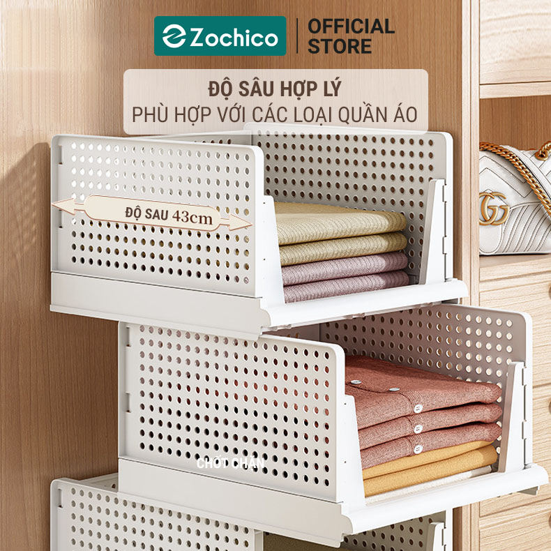 Kệ phân chia ngăn tủ quần áo, kệ ngăn kéo gấp gọn đựng đồ Zochico