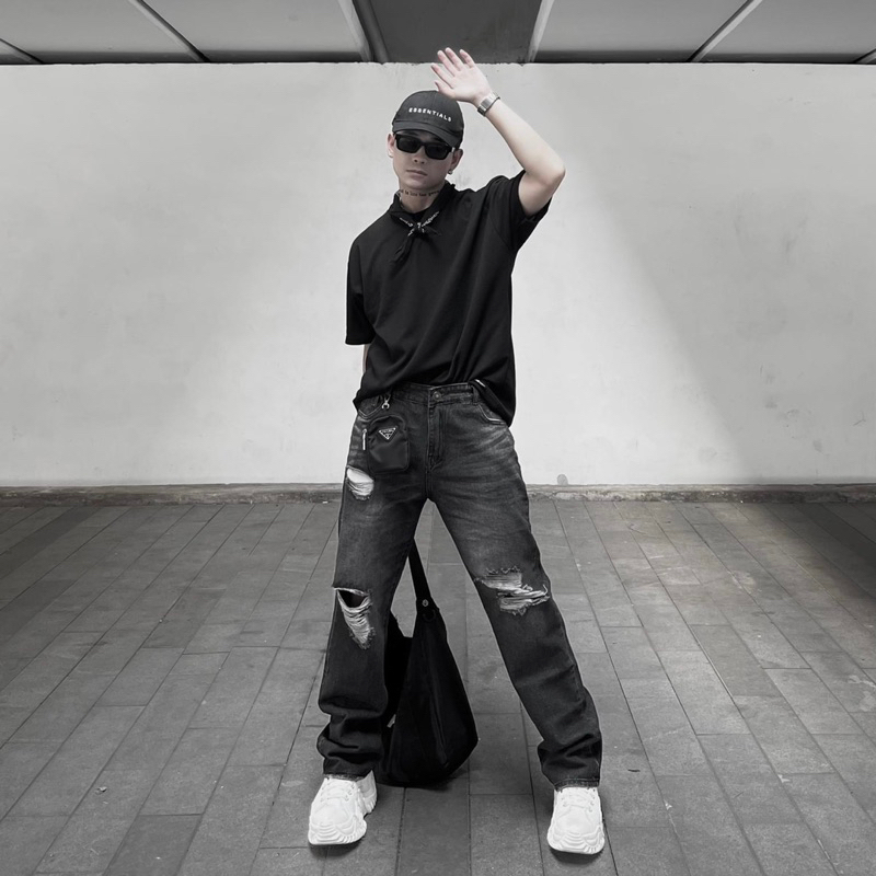 Quần JEAN baggy nam nữ unisex ỐNG RỘNG 3R màu XÁM ĐEN 🖤 Nam nữ unisex 🖤 Quần baggy ống rộng Jaystoree