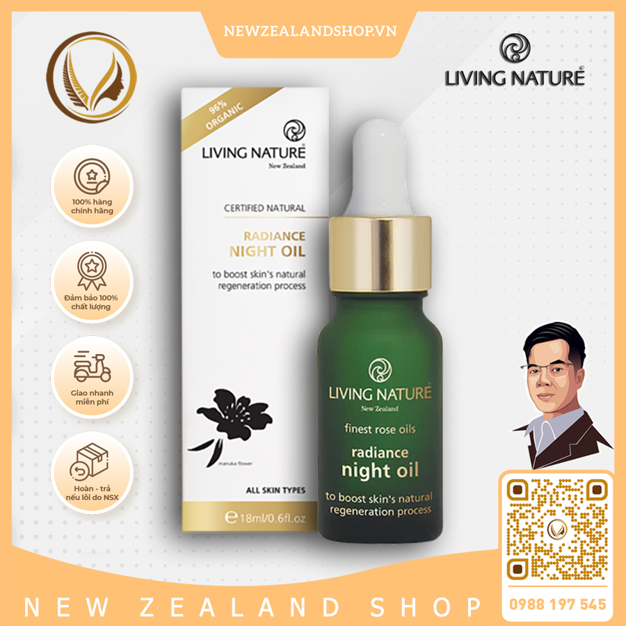 Dầu dưỡng sáng da ban đêm, ngăn ngừa nám Living Nature Radiance Night Oil 18ml