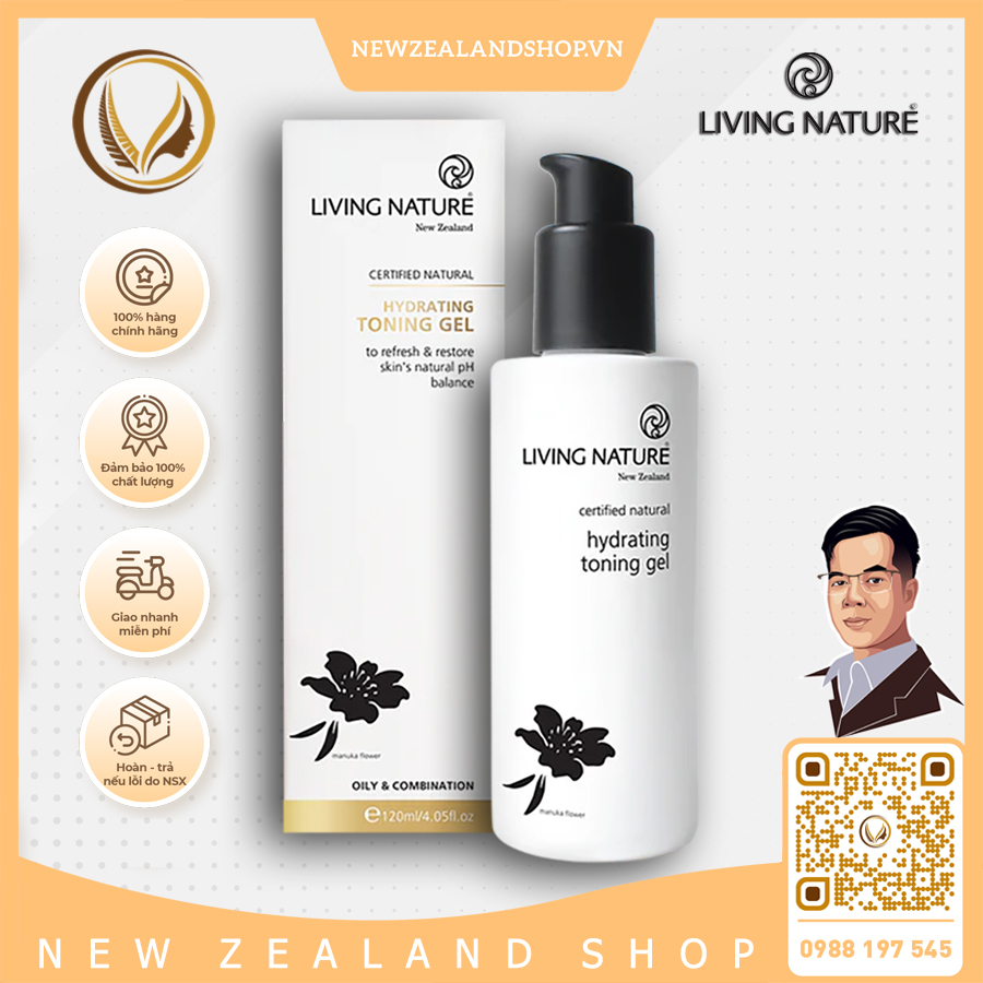 Gel dưỡng ẩm, kiểm soát nhờn Living Nature Hydrating Toning Gel 120ml