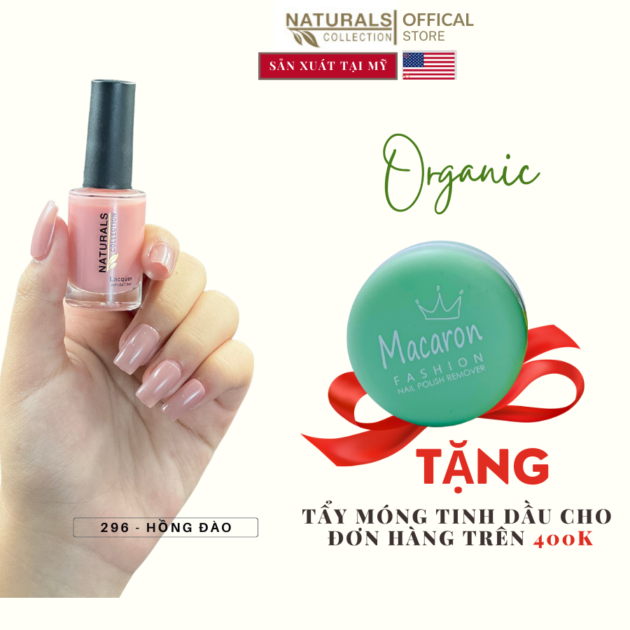 Sơn dưỡng thành phần hữu cơ phục hồi móng yếu, hư tổn USA NATURALS COLLECTION màu hồng đào - 7.5ml - 296
