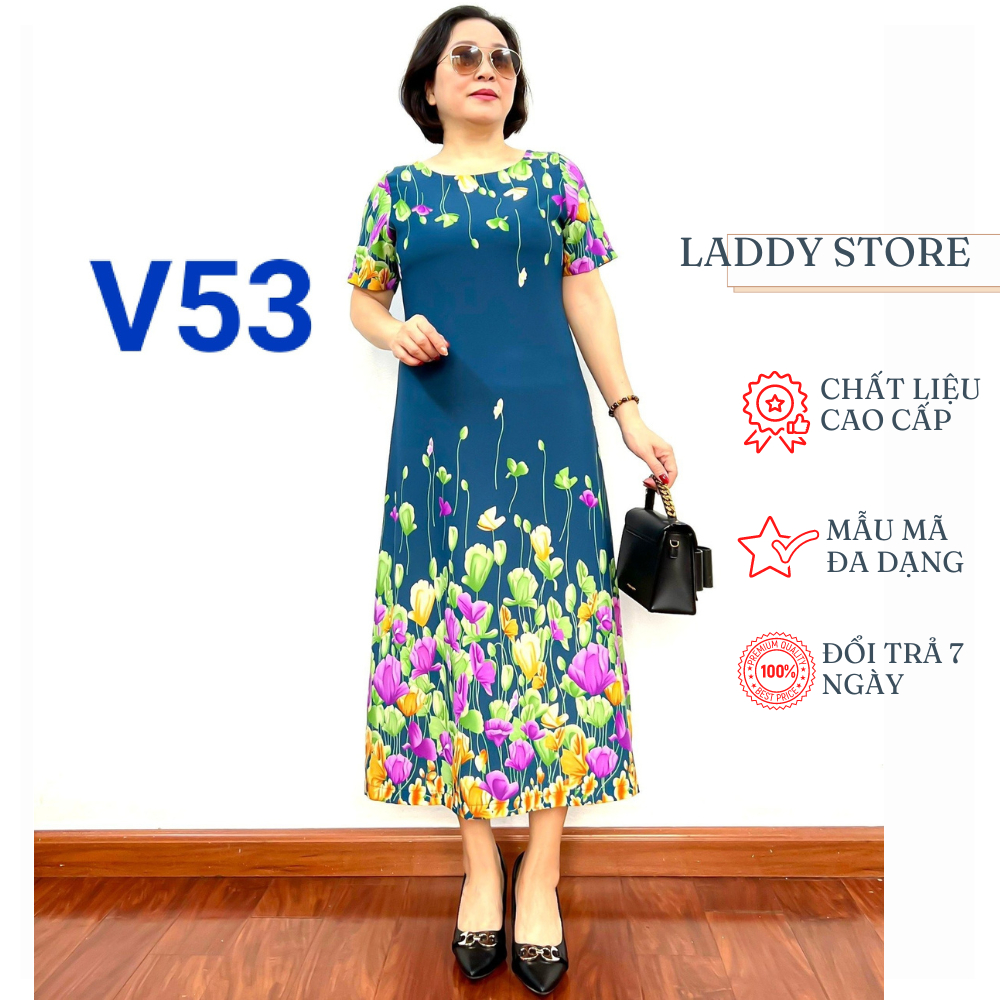 Váy Trung Niên Sang Trọng Chất Liệu Lụa Mango Mềm Mượt Và Thoáng Mát 2023 - Laddy Store