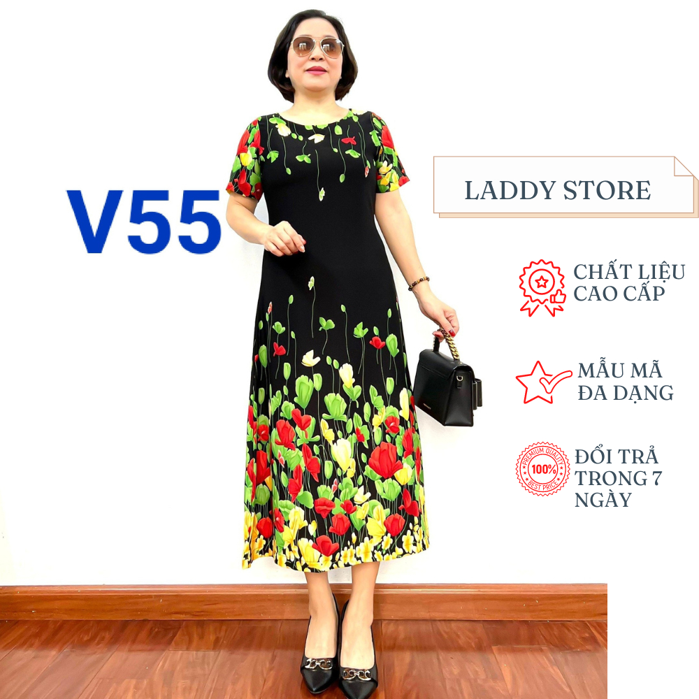 Váy Trung Niên Sang Trọng Chất Liệu Lụa Mango Mềm Mượt Và Thoáng Mát 2023 - Laddy Store