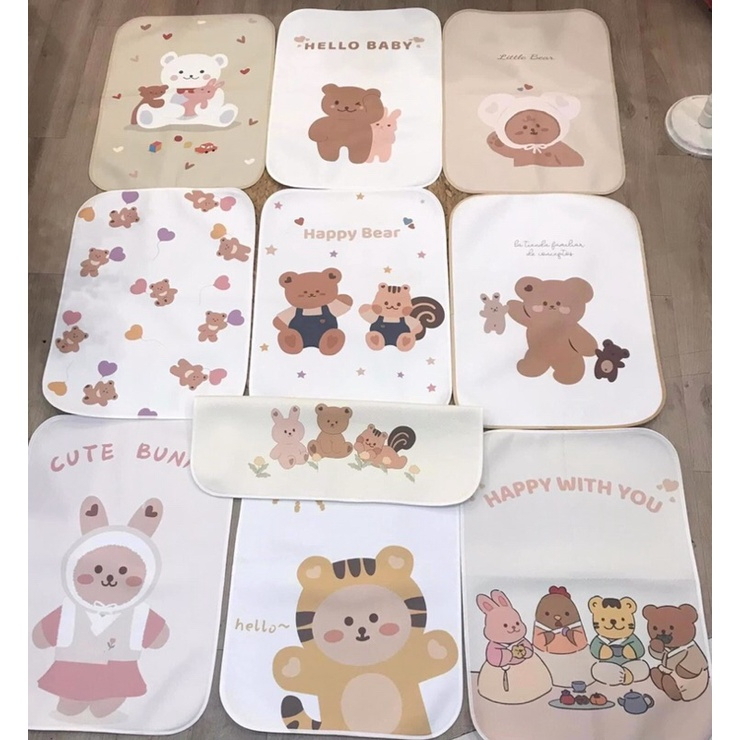 Tấm lót chống thấm 4D cho bé sơ sinh thay tã bỉm mẫu mới nhiều họa tiết kích thước 50 x 70cm